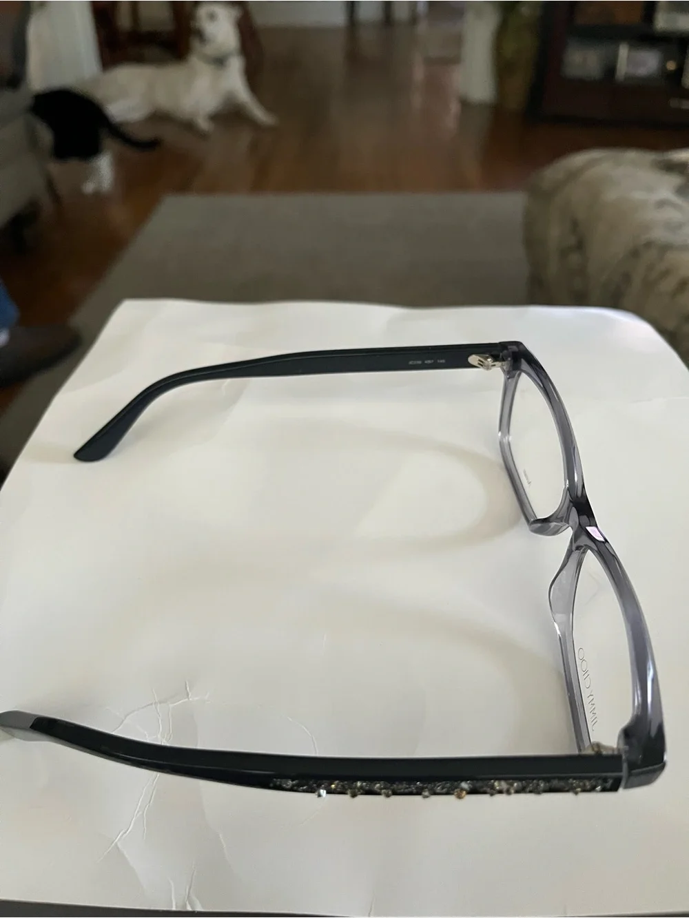 Jimmy Choo Black Temples with Gray Translucent Frame Reading Glasses